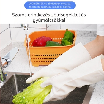 Erős nitril háztartási kesztyűk, konyhai mosogatáshoz, vastagított, vízálló gumikesztyűk ruhák mosásához
