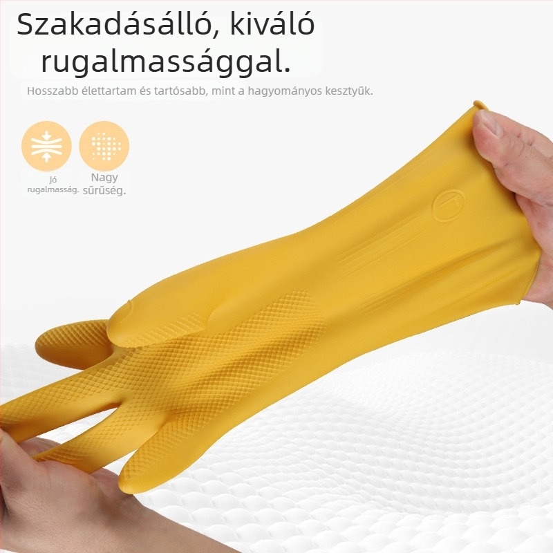 Ipari latex kesztyűk, vastagított, tartósak a tisztításhoz és higiénéhez, sav- és lúgállóak, vízállóak, csúszásmentesek háztartási feladatokra