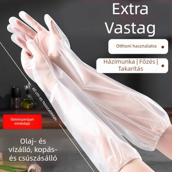 Egyszer használatos, vastagított kopásálló kesztyűk mosogatáshoz és a konyhához, hosszabb mandzsetta, vízálló védőkesztyű