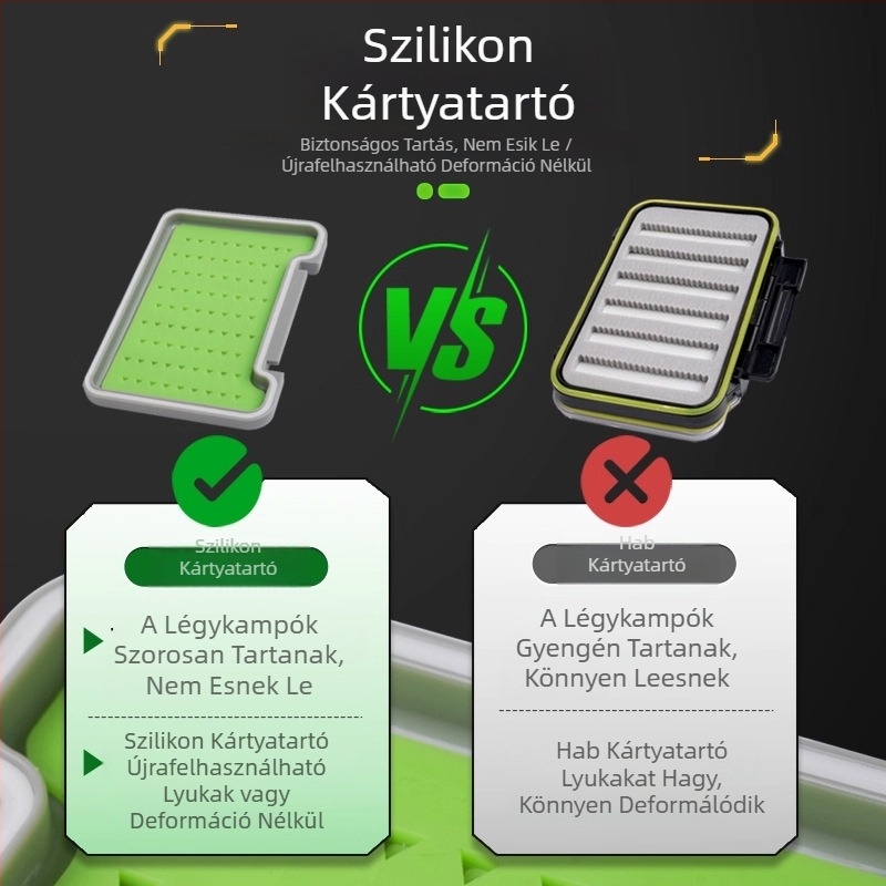 Átlátszó szilikonból készült vízálló horog- és csali tároló doboz – hordozható ütésálló halászati kellék doboz
