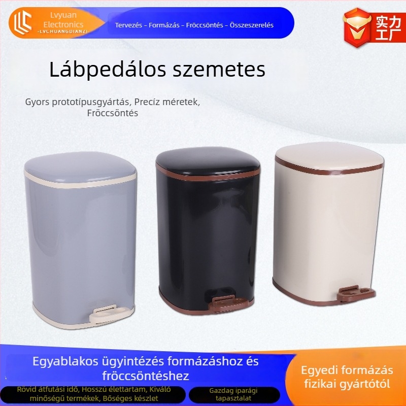 Pedálos műanyag szemetes, fedéllel, dupla rekesz, 8 L, otthoni használatra – hálószoba, nappali és fürdőszoba