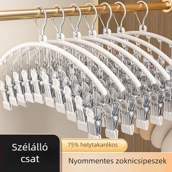 Rozsdamenes acélból készült többcsipeszes zokniszárító, otthoni használatra, szélvédett ruhaszárító babaszokikhoz, erkélyre