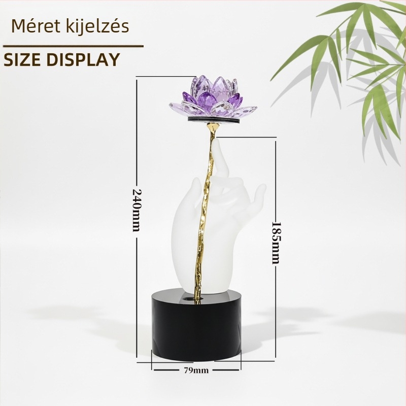 Levehető kristály Buddha-kéz-lótusz dísz – előszobába és boros szekrényhez, elegáns otthoni dekoráció, esküvői ajándék