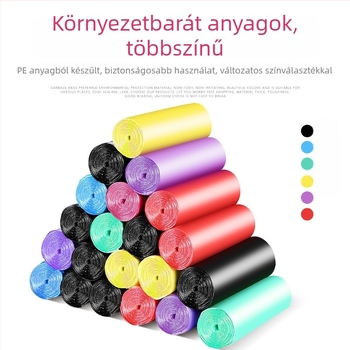Vastagított fekete szemeteszsákok fogantyús kivitelben, szakadásállóak, háztartási tárolózacskók, mellény-stílusú műanyag zacskók, gazdaságos csomag