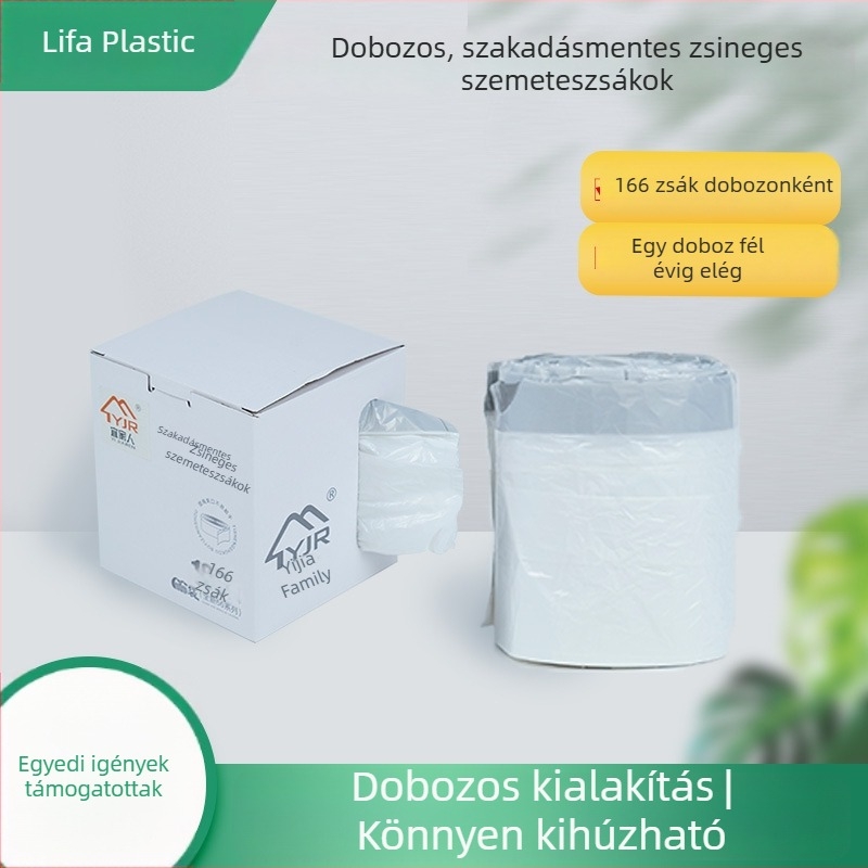 Dobozos húzózsinóros szemeteszsákok, konyhai és háztartási használatra, vastag PE anyagból