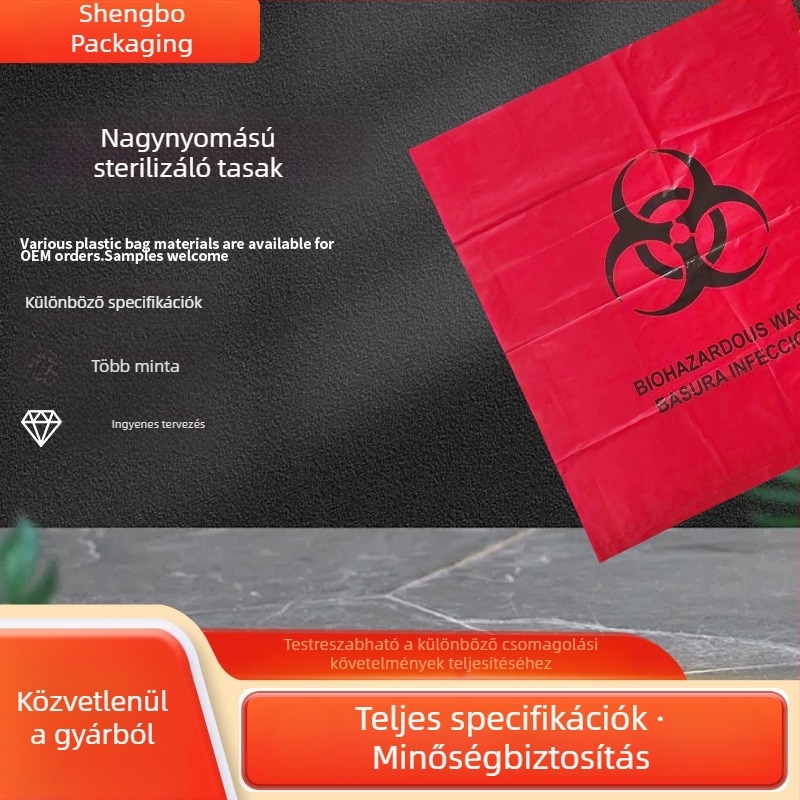 Magasnyomású sterilizáló tasakok biomedikai hulladékokhoz, veszélyes hulladékokhoz és laboratóriumi gyűjtőtasakok