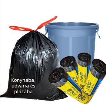 Konyhai szemeteszsákok húzózáras kialakítással, vastagított anyagból, fogantyúval, automatikus záródással, tartósak