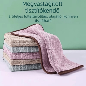 Vastag mikroszálas edénykendő csíkos mintával, szöszmentes tisztító kendő, kiváló nedvszívó a zsírok és foltok eltávolításához