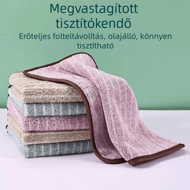 Vastag mikroszálas edénykendő csíkos mintával, szöszmentes tisztító kendő, kiváló nedvszívó a zsírok és foltok eltávolításához