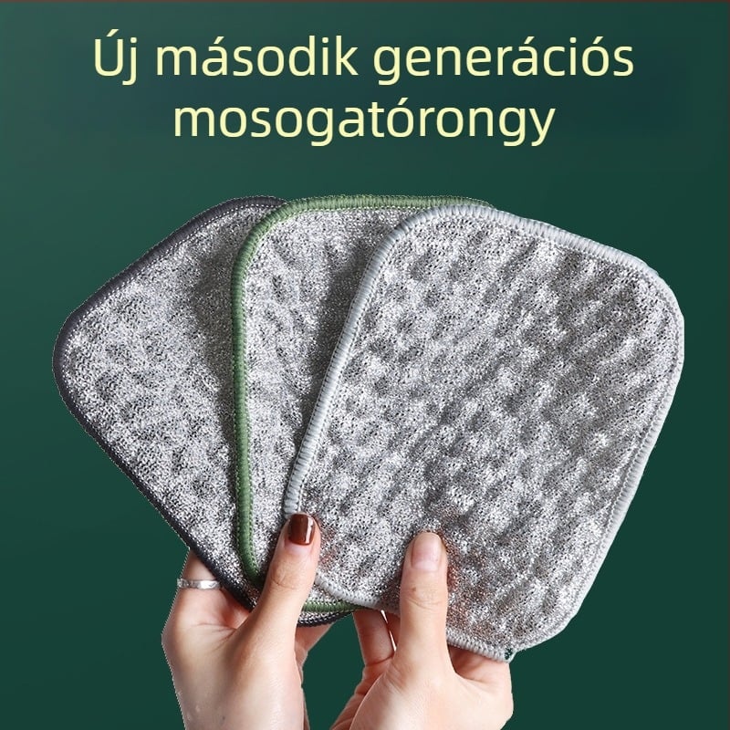 Kétszínű nylon edénytisztító, vastag acélgyapot párnával a konyhához