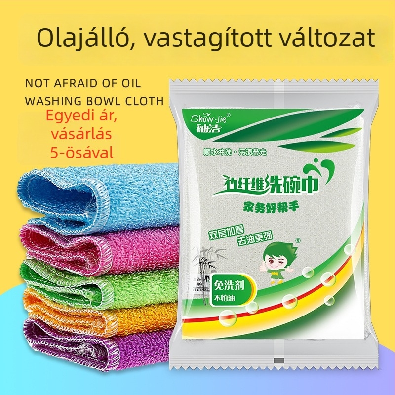 Bambusz rostból készült konyhai törlőkendő, zsírtűrő és olajmentesítő, edények tisztítására