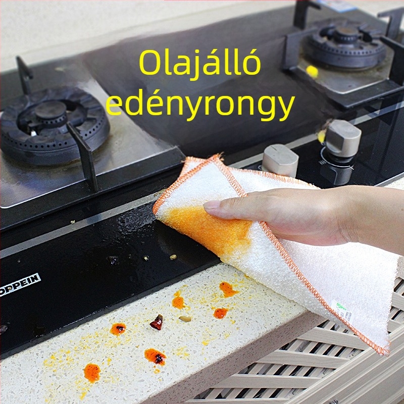 Bambusz rostból készült konyhai törlőkendő, zsírtűrő és olajmentesítő, edények tisztítására