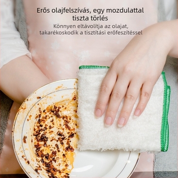 Bambusz rostból készült edénykendő, konyhai törlőkendő, nedvszívó és szöszmentes, háztartási tisztító kendő, száraz és nedves használatra