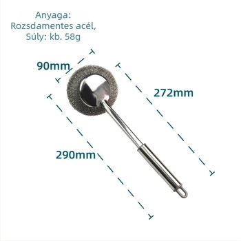 Hosszú nyéllel ellátott rozsdamentes acéldrót gömbös edényecset