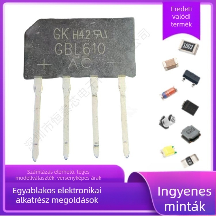 Híd egyenirányító 6A 1000V teljesítmény-erősítőhöz, GBL610