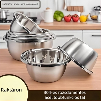 304 rozsdamentes acélból készült, rendkívül vastag mosóedény zöldségekhez, konyhai keverőedény, főző- és levesedény, fűszertartó, tojásfelverő tál