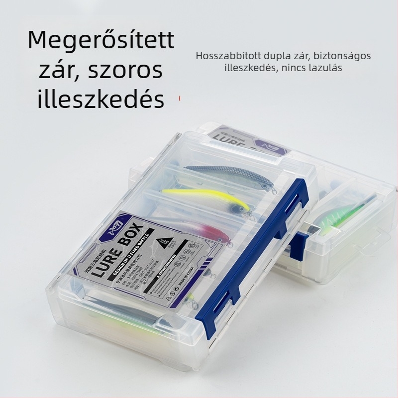 Kétoldalas vízálló csali-doboz flittertárolóval