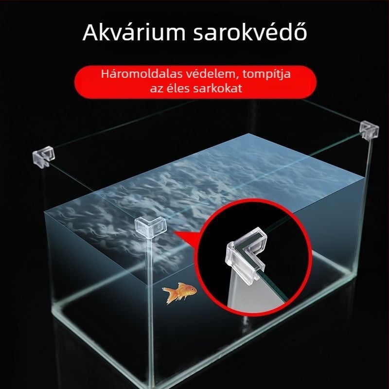 Akrilból készült akvárium sarkának védője, rugalmas, átlátszó, derékszögű háromszög alakú
