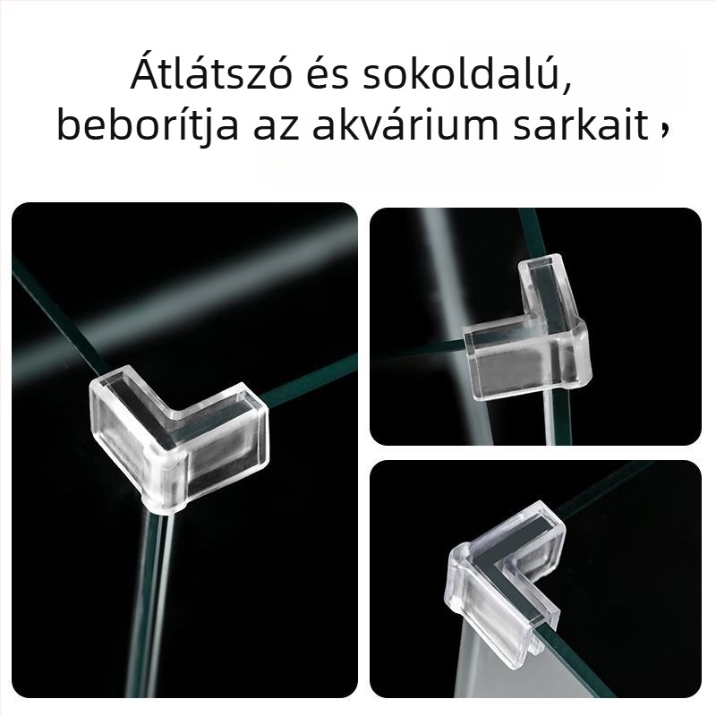 Akrilból készült akvárium sarkának védője, rugalmas, átlátszó, derékszögű háromszög alakú