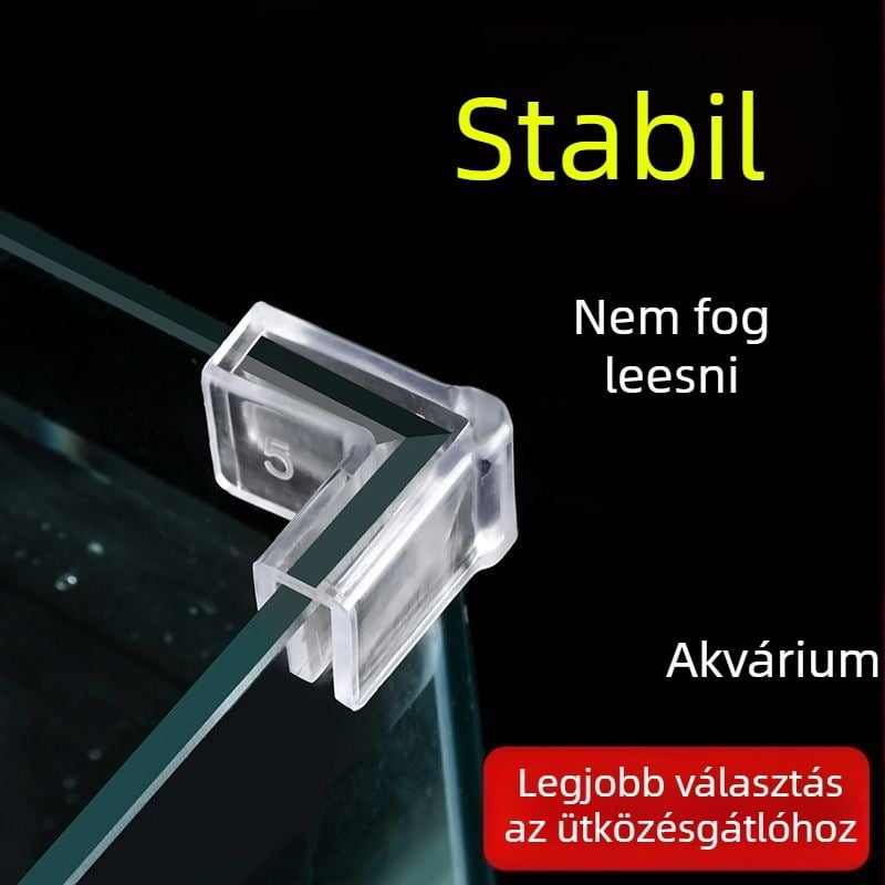 Akrilból készült akvárium sarkának védője, rugalmas, átlátszó, derékszögű háromszög alakú