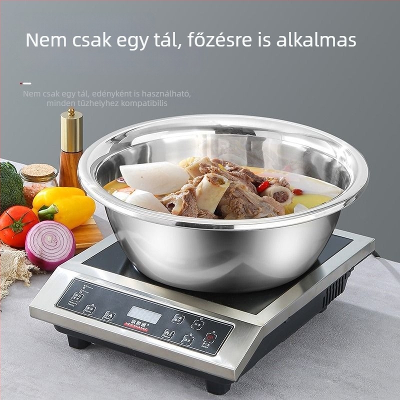 Nagy méretű rozsdamentes acél mosóedény, élelmiszer-minőségű, vastagított, zöldségek mosására és dagasztására, háztartási konyha