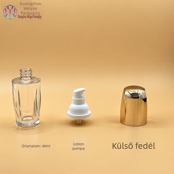 Üveg kozmetikai csomagoló készlet: 40ml esszencia, 100ml lotion üveg, 30g krémes tégely, 50g arckrém tégely