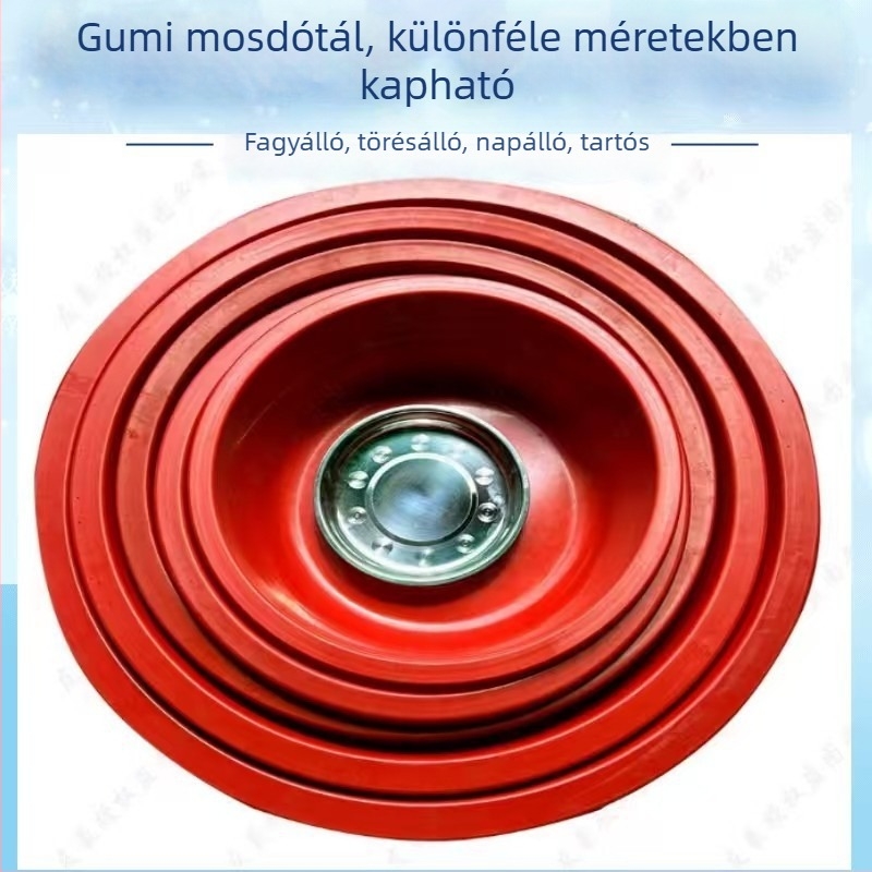 Nagy műanyag mosómedence, vastag falú, piros színű, háztartási használatra – fürdéshez és mosáshoz