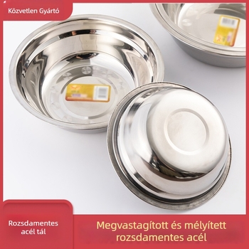 Rozsdamentes acél konyhai mosó- és keverőedény, nem mágneses, vastag falú, tészta dagasztására, zöldségek mosására, tojás felverésére és leves tálalására