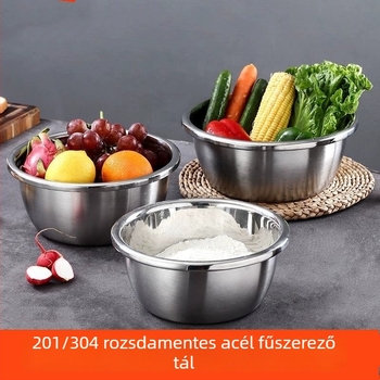 304 vastag rozsdamentes acél konyhai medence, többfunkciós, zöldségek mosására, rizs öblítésére, szűrésre, tojások felverésére és tészta dagasztására