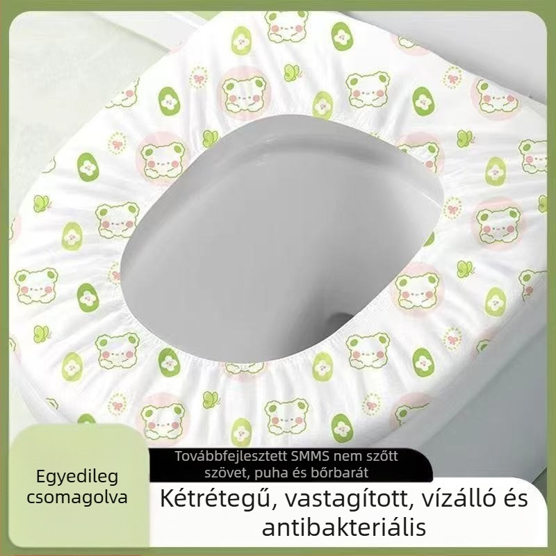 Egyszer használatos, vastagabb, vízálló WC-ülőfedél, nyomtatott mintával, hordozható utazásokhoz, kórházak és szállodák számára