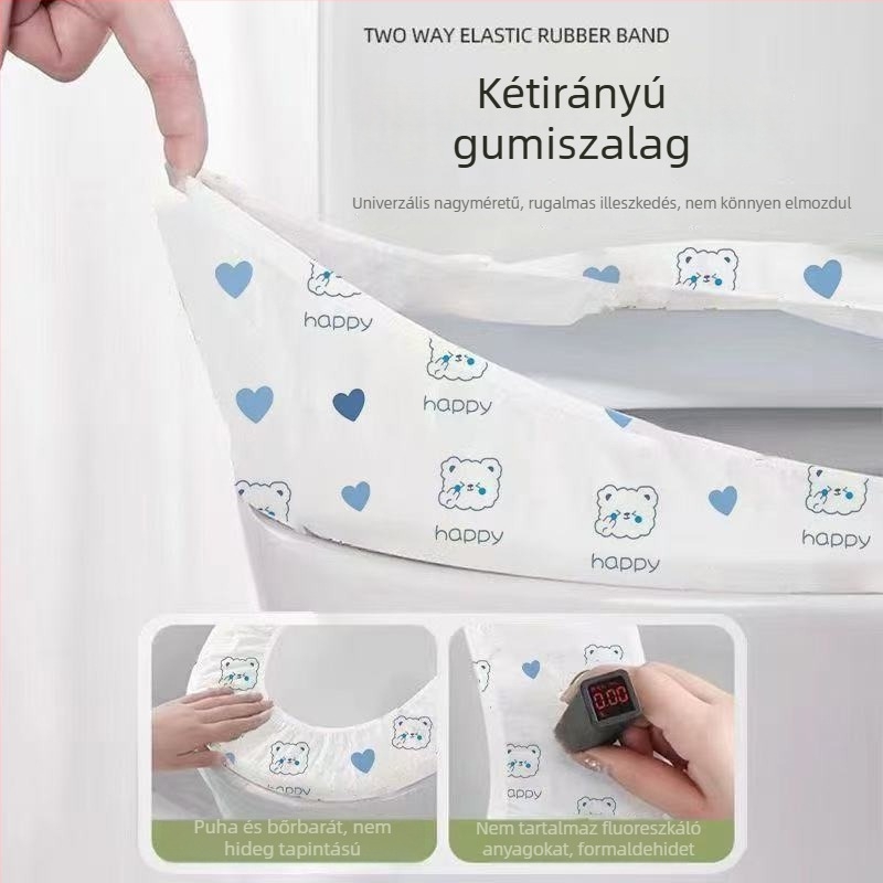 Egyszer használatos, vastagabb, vízálló WC-ülőfedél, nyomtatott mintával, hordozható utazásokhoz, kórházak és szállodák számára