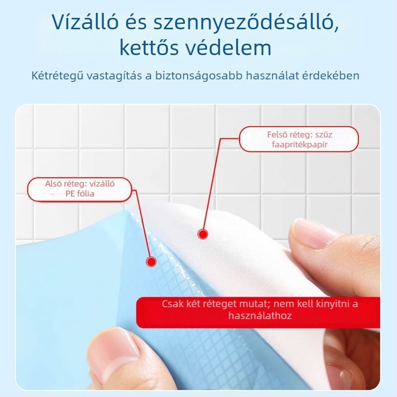Egyszer használatos WC-ülésvédő teljes fedéssel, utazáshoz és hotelhasználathoz, szennyeződés elleni védelem, papíralapú ülésvédő szülés utáni anyáknak