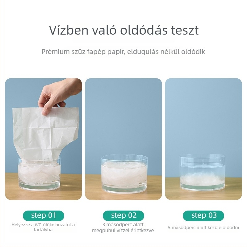 Egyedi csomagolású vécéülőke védőpapír, vízben oldódó, leöblíthető, utazáshoz