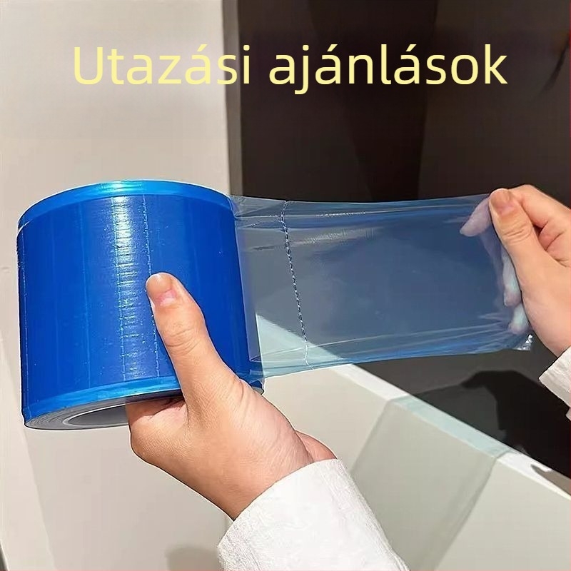 Teljes lefedettségű egyszer használatos WC-ülőke fedél, hordozható ragasztóval, utazásokhoz és szállodákhoz.