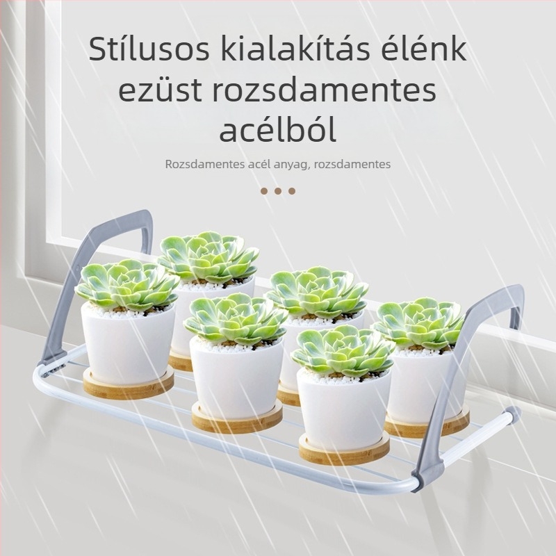 Rozsdamentes acél ruhaszárító, függő, dupla rúddal, összecsukható, alkalmas balkonnak és ablakpárkánynak, ruhák és cipők rendezője