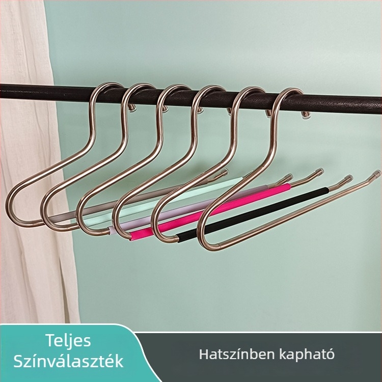 Rozsdamentes acélból készült libaalakú ruhaszárító akasztó, nadrág tartó, gardrób tároló, többfunkciós csúszásmentes akasztó