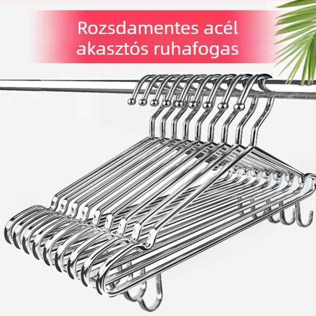 Rozsdamentes acél ruhafogas kampóval, háztartási használatra, vastított, erősített kivitel téli ruhákhoz