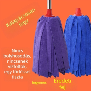 Mikroszálas mop nedves és száraz tisztításra, kerek fejű, fa padlókhoz