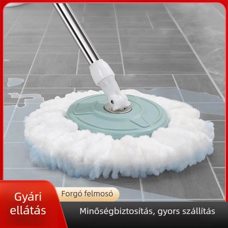 Kéz nélküli mop vödörrel – mikroszálas mop rozsdamentes acélnyéllel, dupla kifacsaró rendszer