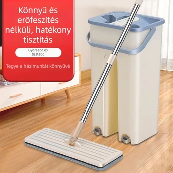 Vödörrel ellátott felmosó nedves és száraz tisztításhoz, kézmosás nélkül, lapos felmosó otthoni használatra