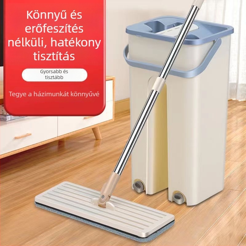 Vödörrel ellátott felmosó nedves és száraz tisztításhoz, kézmosás nélkül, lapos felmosó otthoni használatra