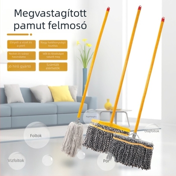 Pamutfonalú mop, hagyományos kivitel, nedvszívó, kör fejű, fa nyéllel, nagy méret