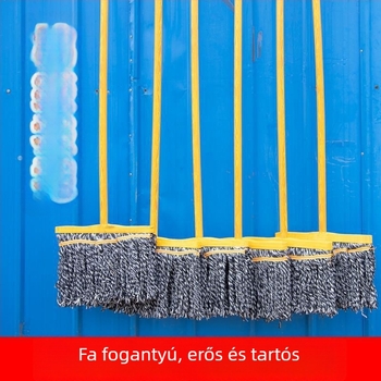 Pamutfonalú mop, hagyományos kivitel, nedvszívó, kör fejű, fa nyéllel, nagy méret