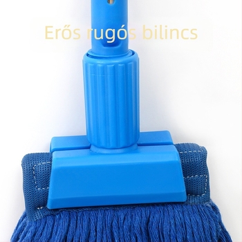 Klipszes mop, levehető vastag pamutszálas fej, rozsdamentes acél nyél, színes kivitel kórházi takarításra
