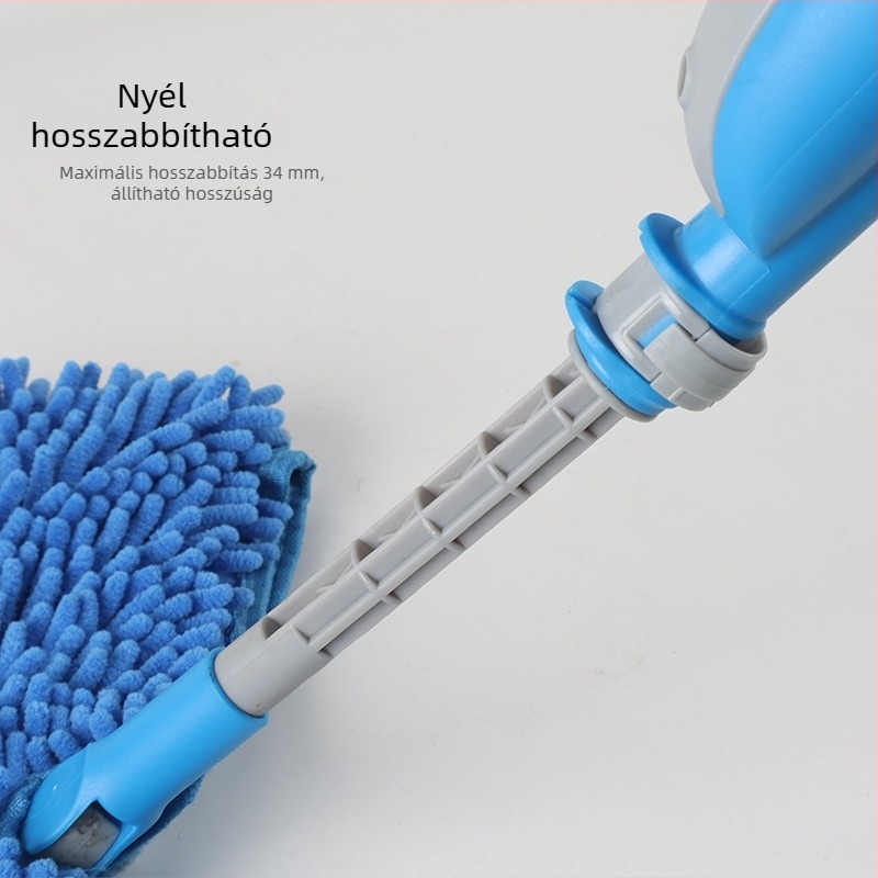 Otthoni használatra való lapos mop mikroszálas, száraz/nedves kettős használat, 360° forgó fej, hosszabbítható alumínium nyél, nedvességfelszívó mop