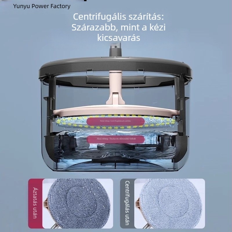 Kéz nélküli automata forgó felmosó otthoni használatra, kettős funkció száraz és nedves tisztításhoz, sík felmosó a padlóhoz