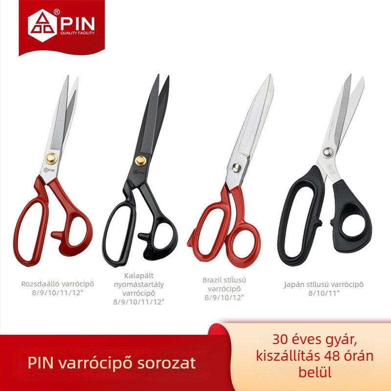 Varróolló, 12 hüvelykes, nagy ruházati olló, anyag vágásához, modell PIN-1084