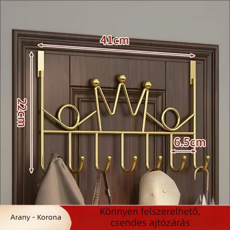 Fém ajtó fölötti akasztó fúrás nélkül, otthoni használatra, fürdőszoba és hálószoba, ruhafogas, modern minimalista stílus