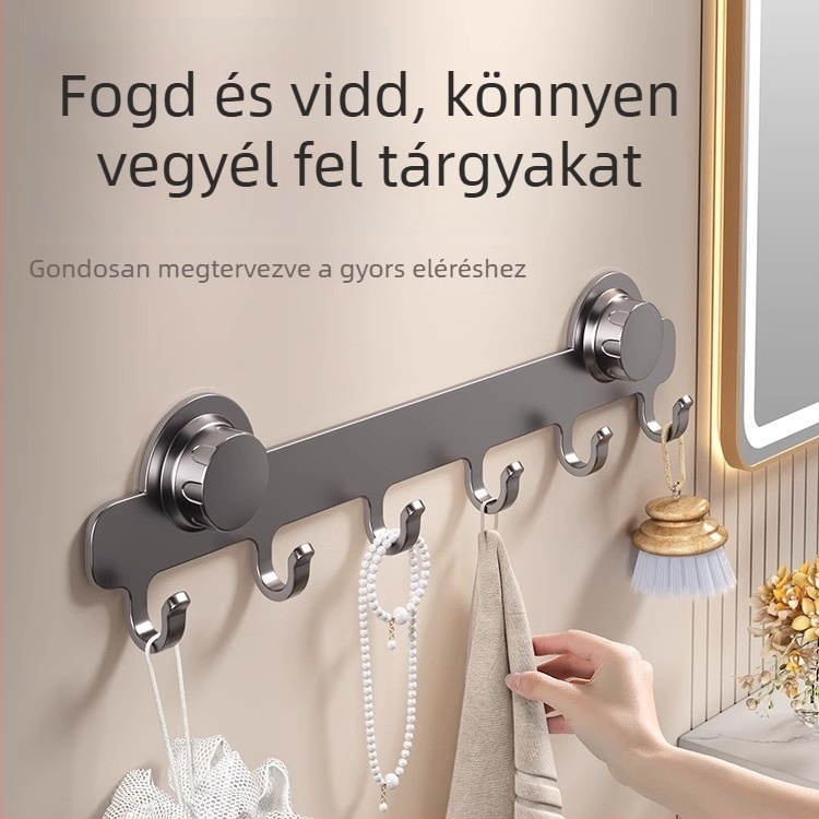 Ajtóhorog szívókoronggal és erős ragasztóval, fúrás nélkül – fürdőszobai és előszobai ruhatartó rendező