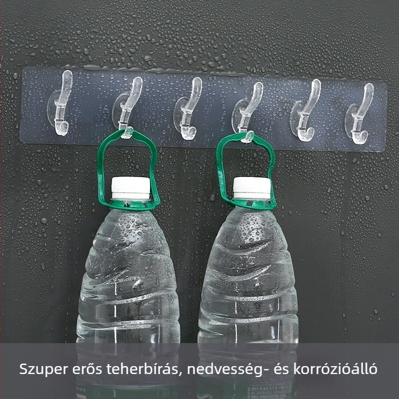 Háztartási minimalistár többfunkciós ragasztós ruhatartó kampók — fúrás nélkül, sorban elhelyezett kampók, vízálló és nedvességálló